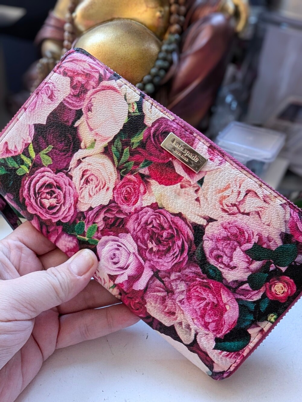Rare Nwot Kate Spade Stunning Pink Floral Zip Wallet